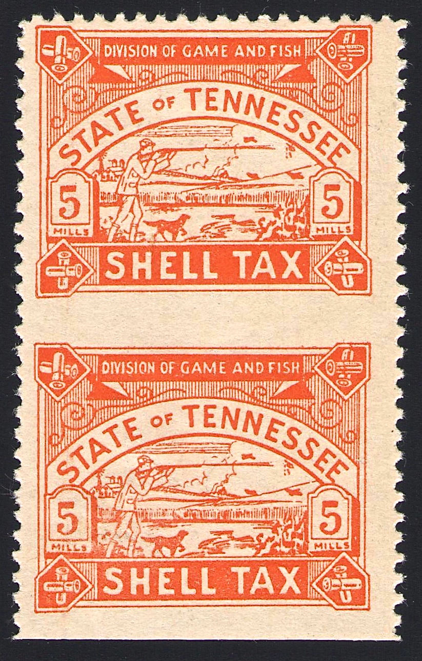 1938 Tennessee Shell Tax Imperforate Between Error Pair