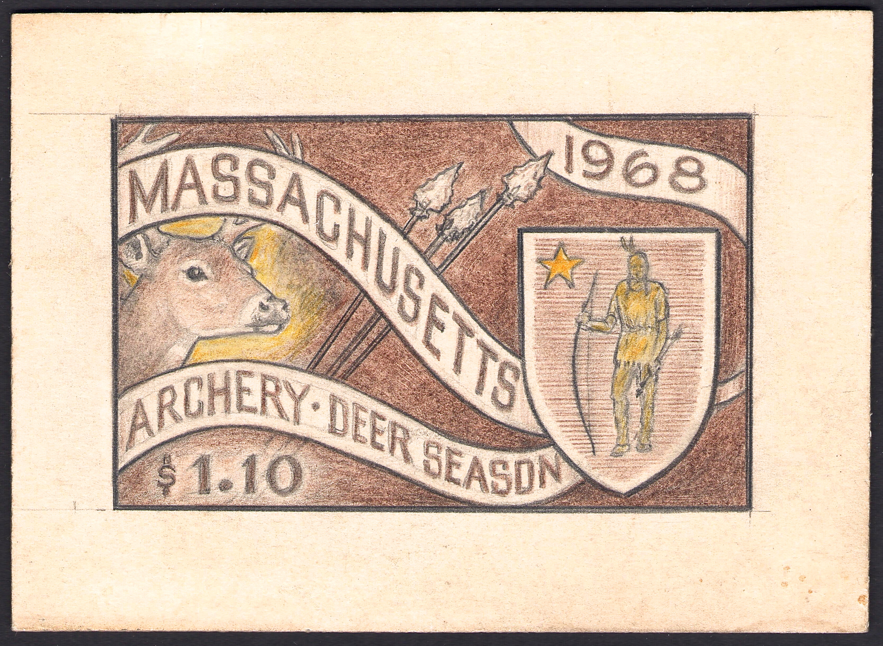 1968 Massachusetts Archery Deer Original Art