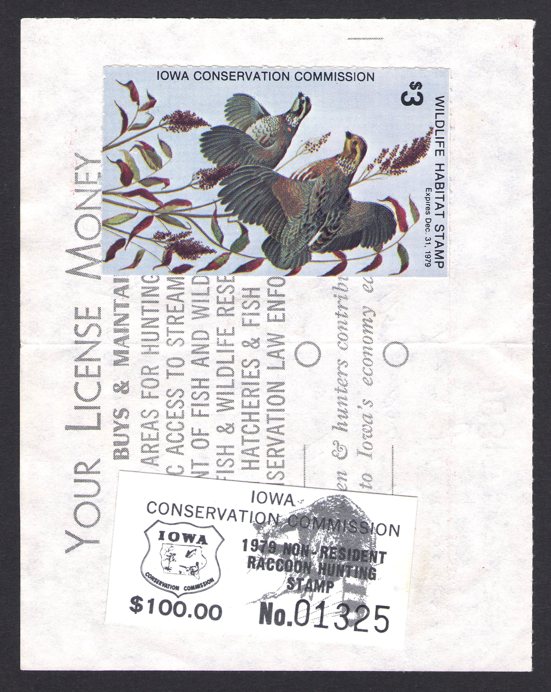 1979 Iowa NR Raccoon on License