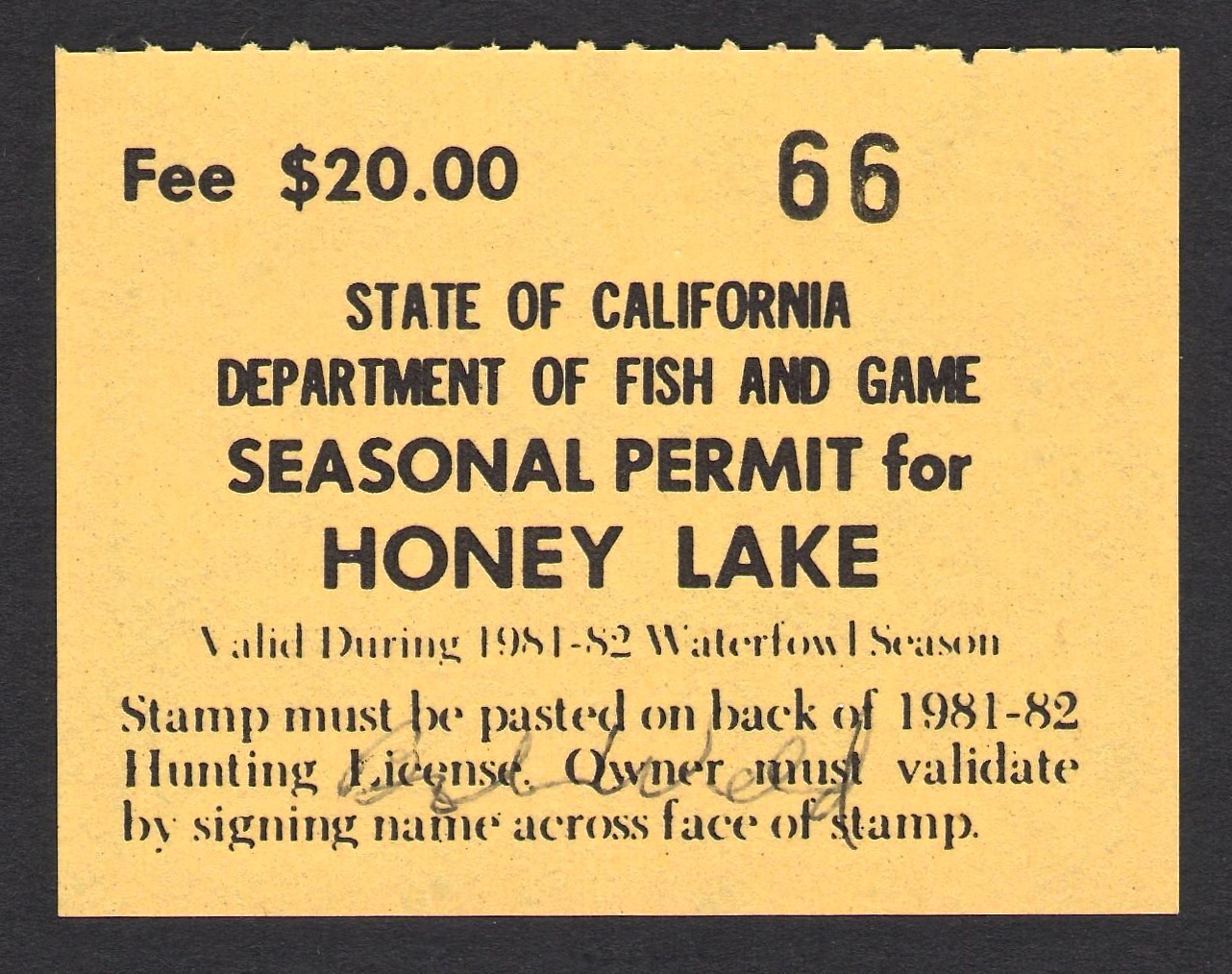 1981-82 Honey Lake Waterfowl