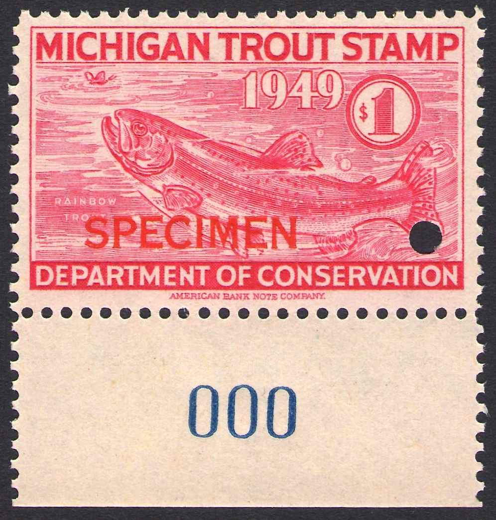 1949 Michigan Trout Specimen Plate # Single
