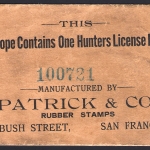 Original Envelope Type II 1907-08 California Hunting License