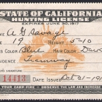 1916-17 Resident California Hunting License