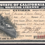 1918-19 Resident California Hunting License