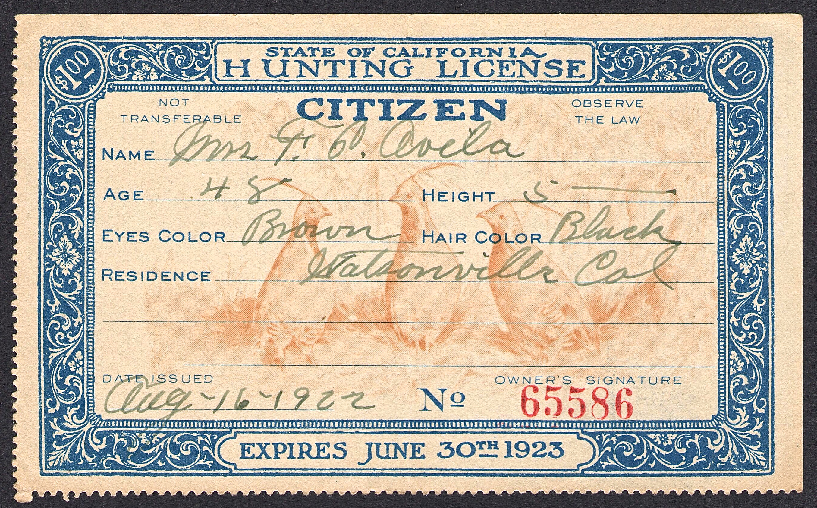 1922 1923 CA Hunting licenses (2) - Waterfowl Stamps and More