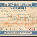 1922-23 Resident California Hunting License