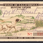 1924-25 Resident California Hunting License