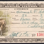 1925-26 Resident California Hunting License