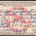 1931 Resident California Hunting License