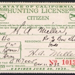 1933-34 Resident California Hunting License