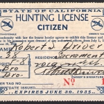 1934-35 Resident California Hunting License