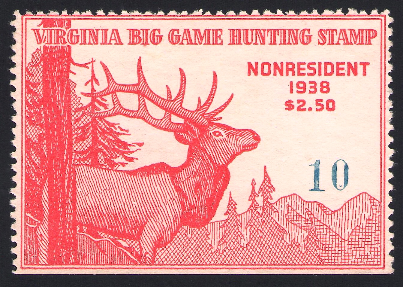 Numbered 1938 NR Big Game Virginia