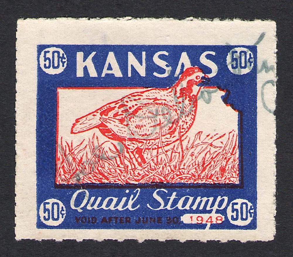 Rouletted Four Sides 1947-48 Kansas Quial