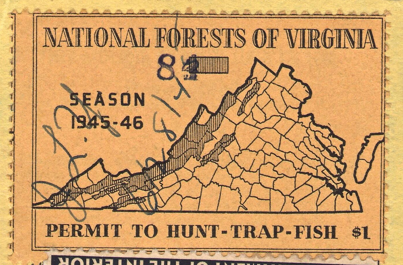 Numbered 1945-46 National Forest Virginia