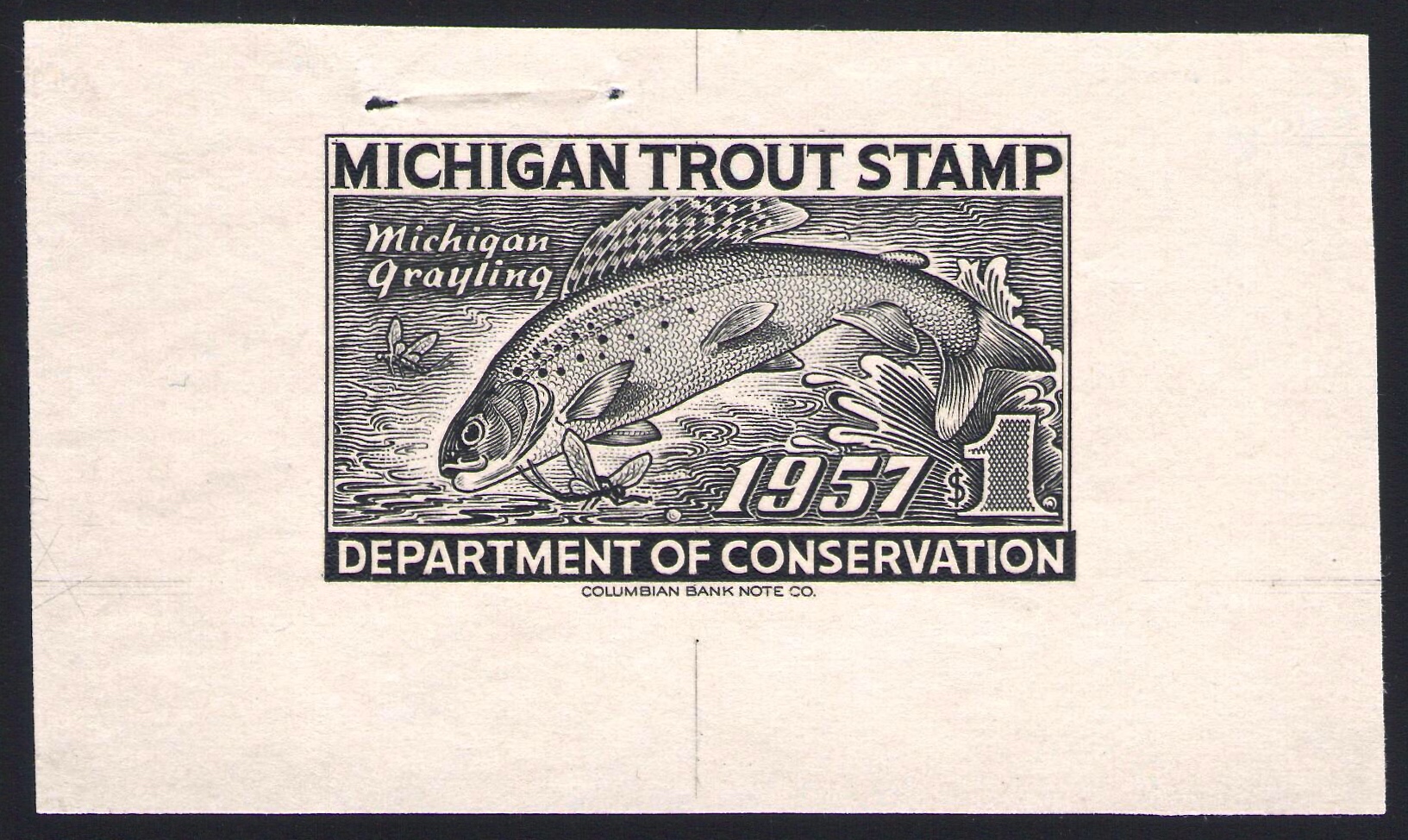 1957 Trial Color large Die Proof Michigan Trout