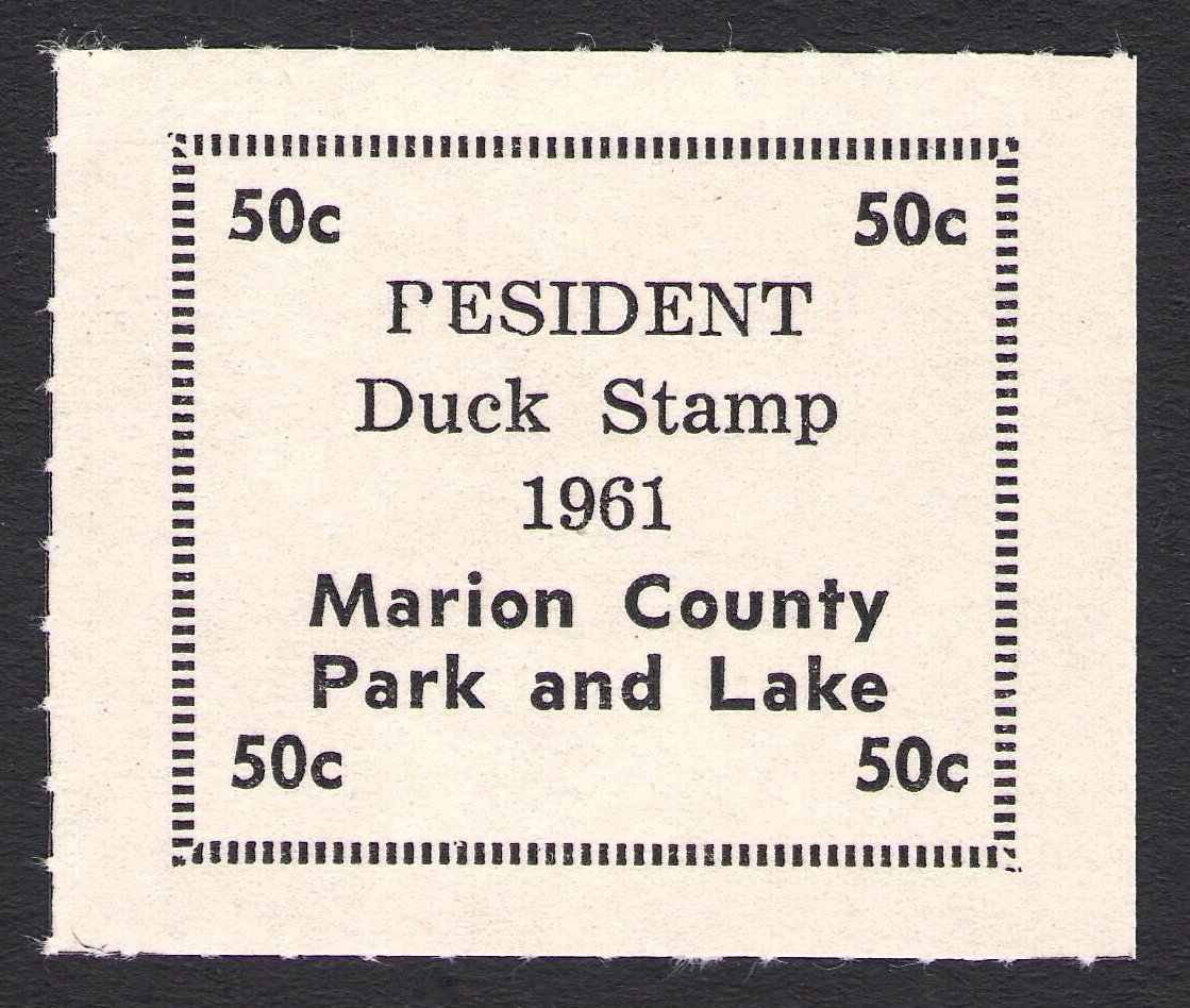 "Pesident" Error 1961 Duck marion County, Kansas