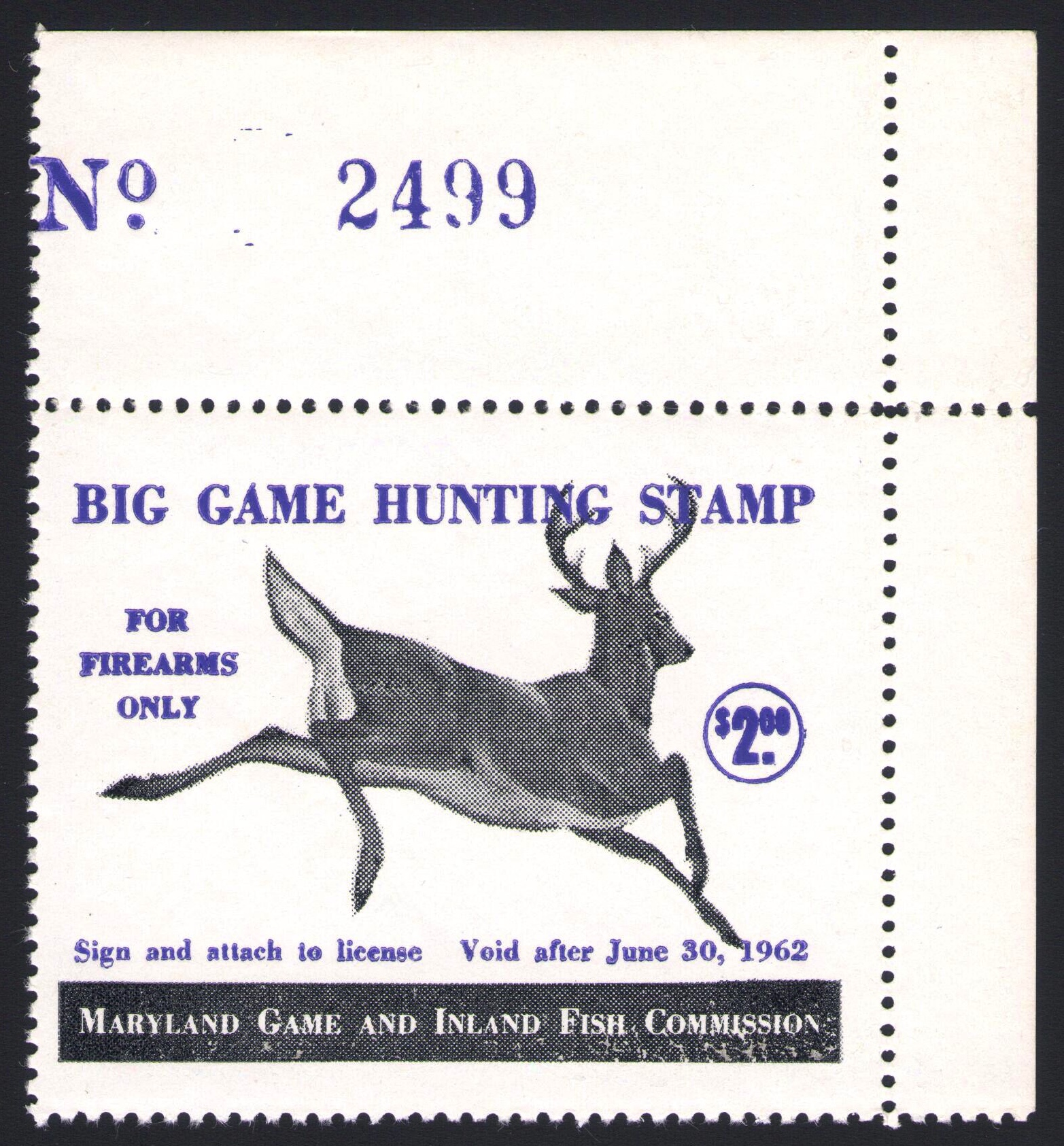 1961-62 Firemarms Big Game Maryland