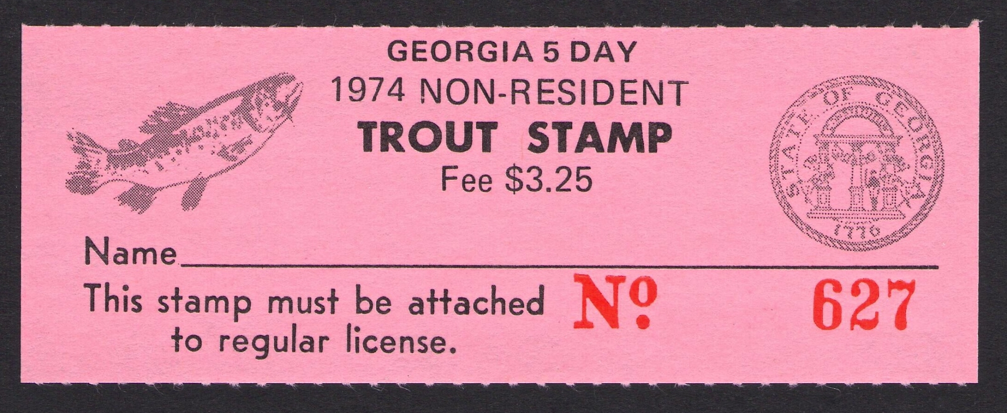 1974 Georgia 5 Day NR Trout
