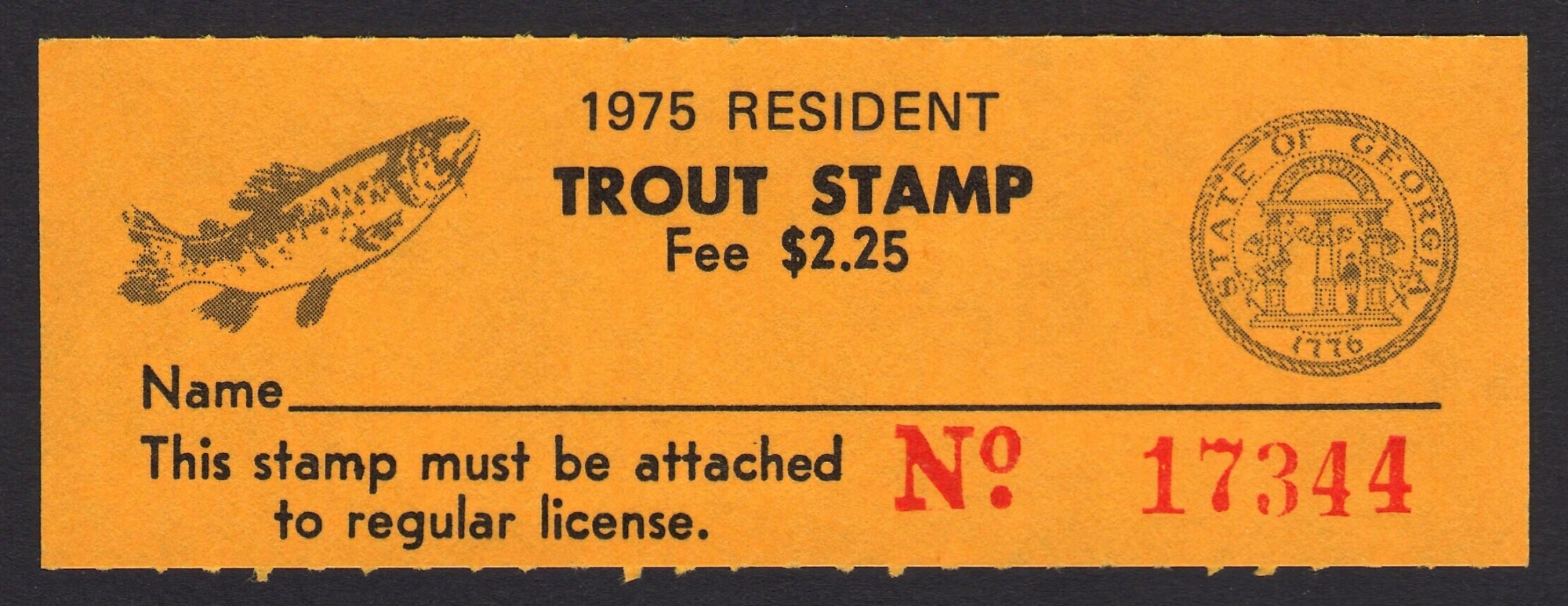 1975 Georgia Resident Trout