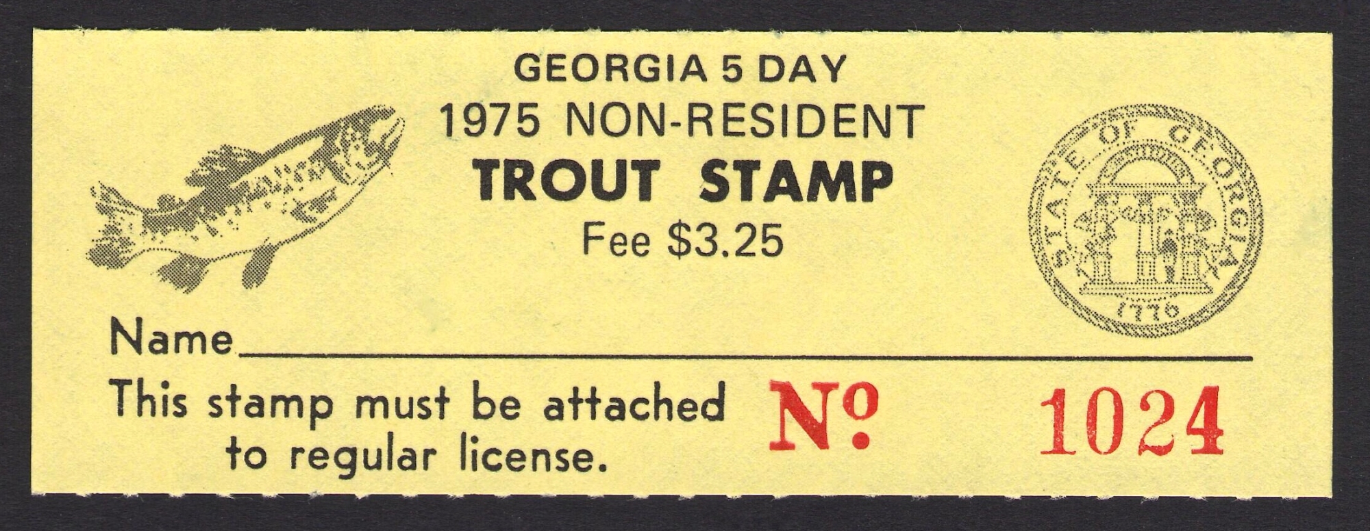 1975 Georgia 5 Day NR Trout