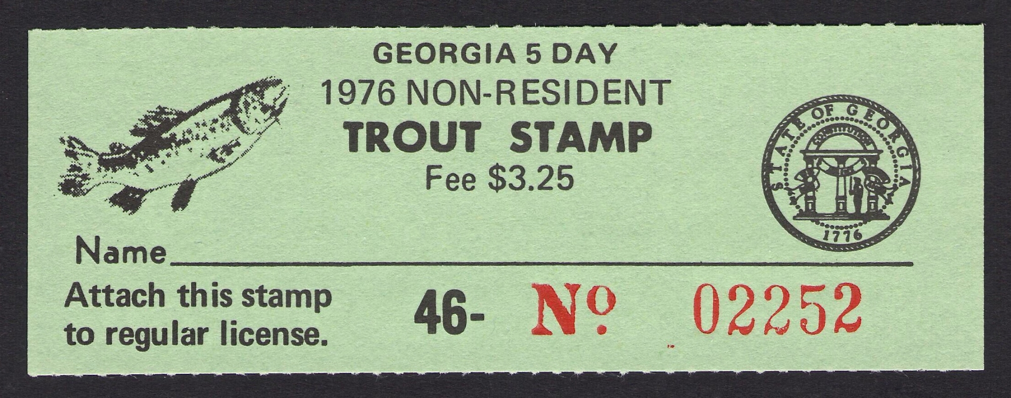 1976 Georgia 5 Day NR Trout