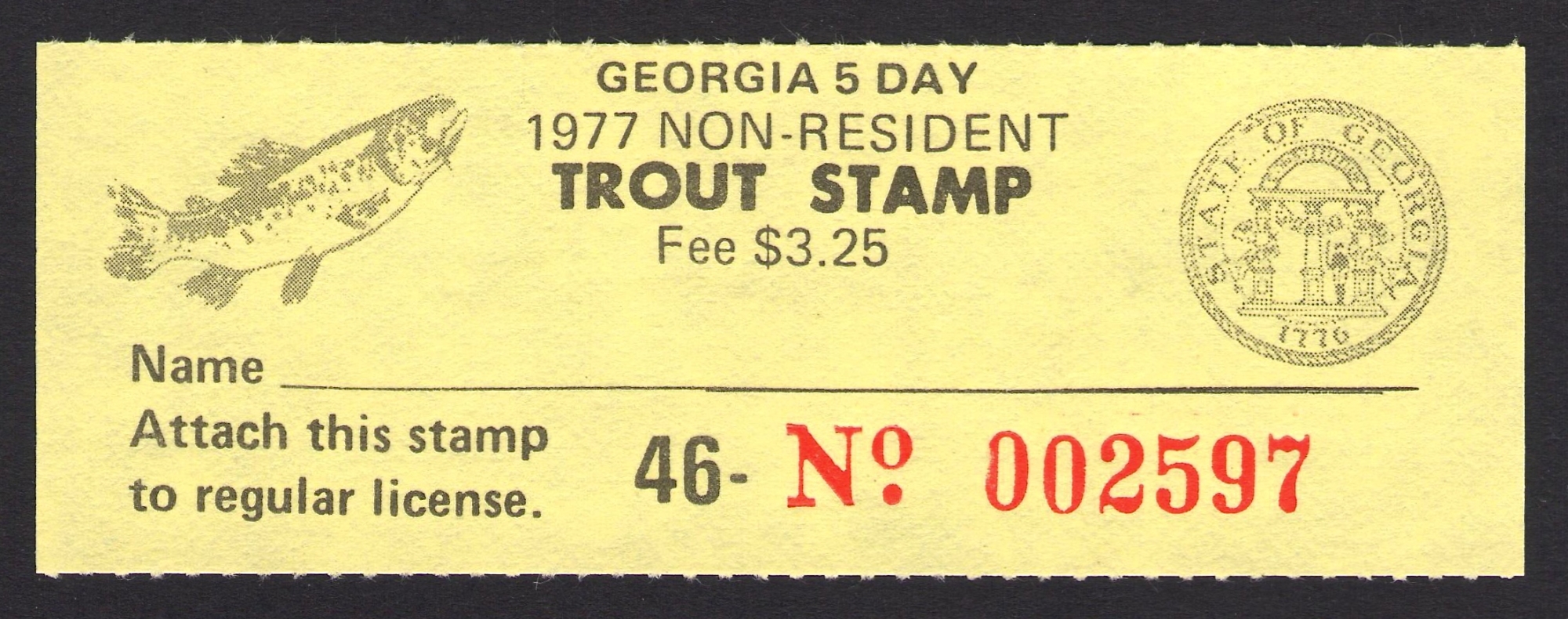 1977 Georgia 5 Day NR Trout