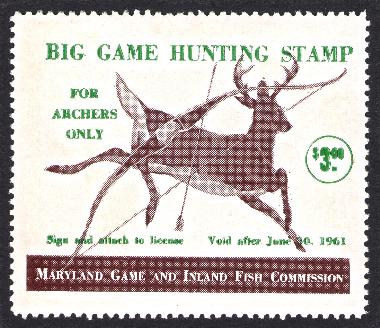 Type I 1960-61 Archery Big Game Maryland