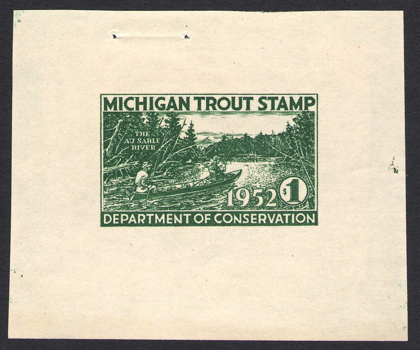 1952 Large Die Proof Michigan Trout