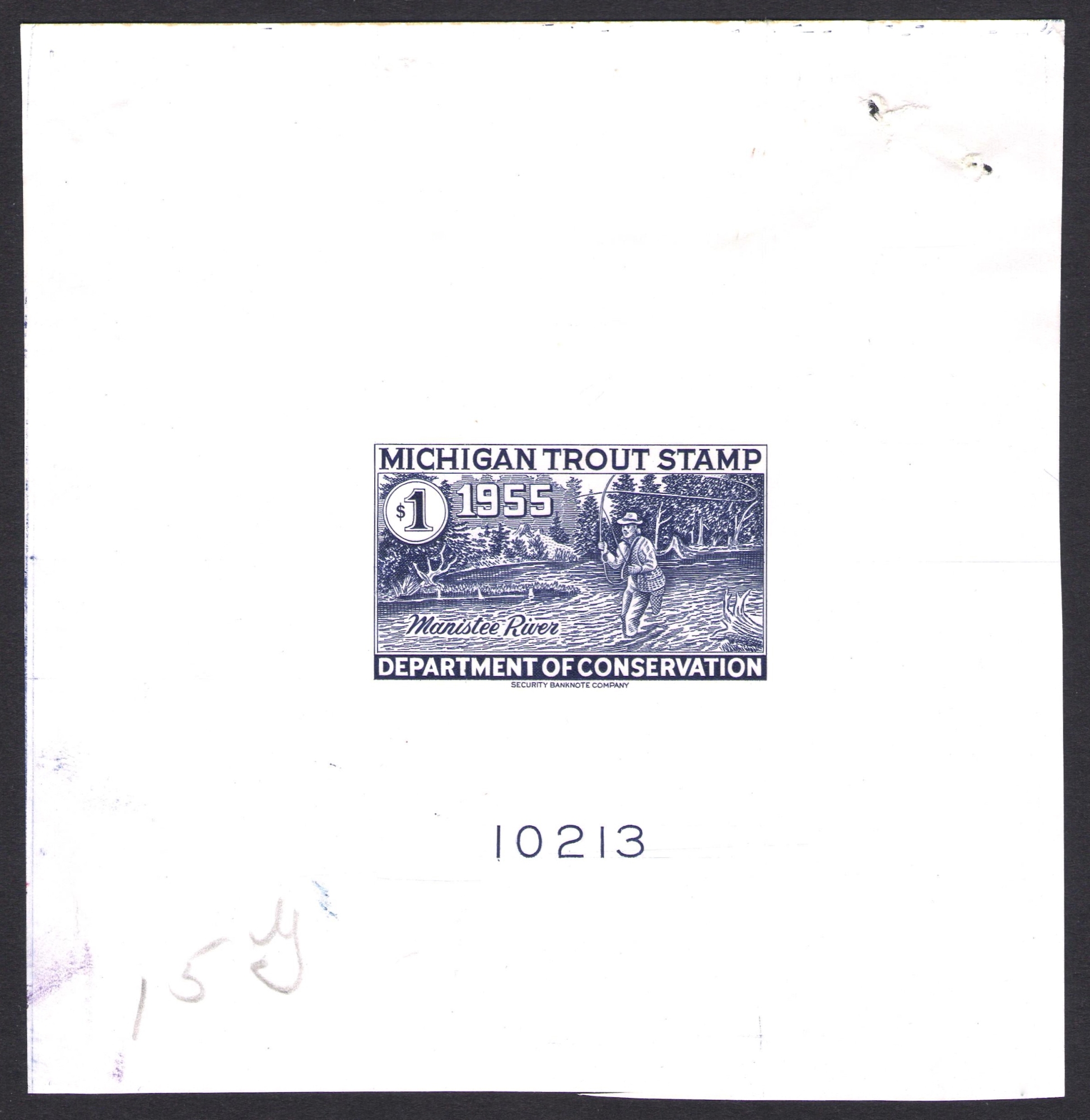 1955 Large Die Proof Michigan Trout