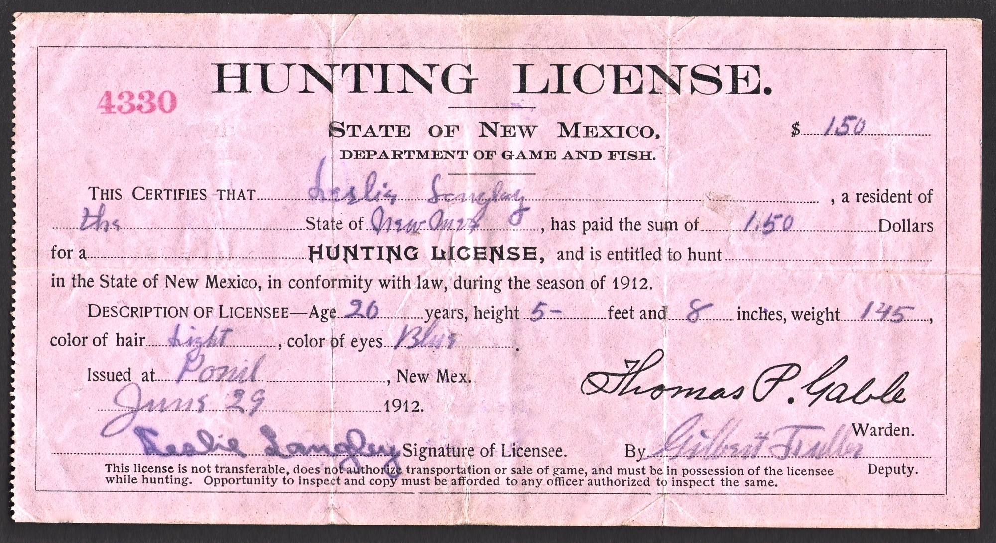 Antique Fishing and Hunting Licenses