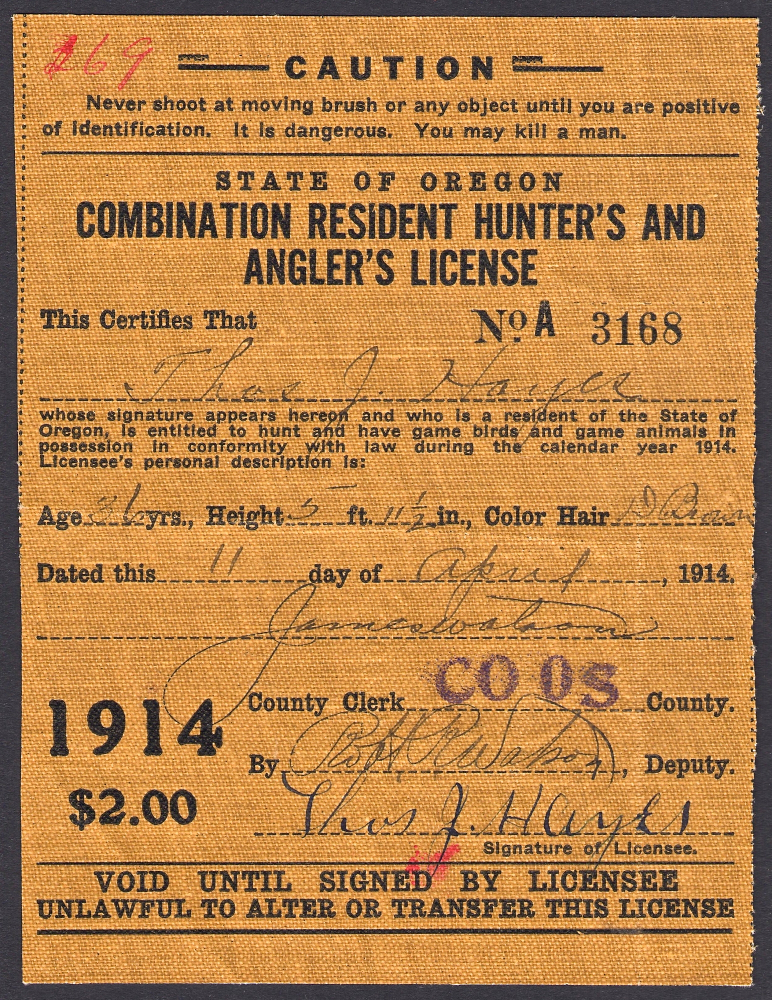 1905 1919 Oregon Hunting & Fishing Licenses Waterfowl Stamps and More