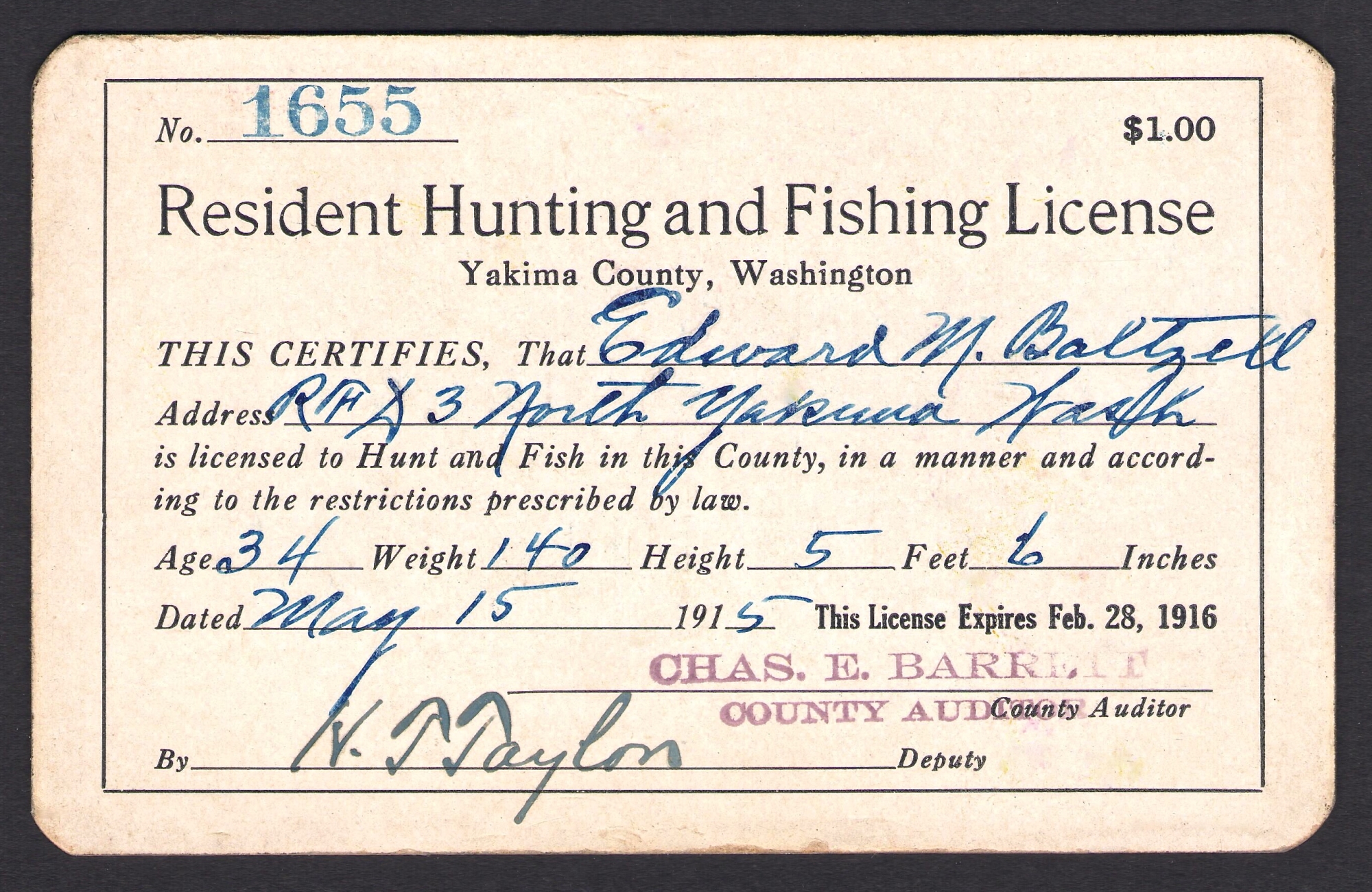 1899 1919 Washington Hunting & Fishing Licenses Waterfowl Stamps