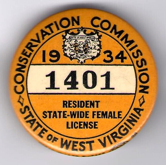 1934 West Virginia Female Fishing License Button