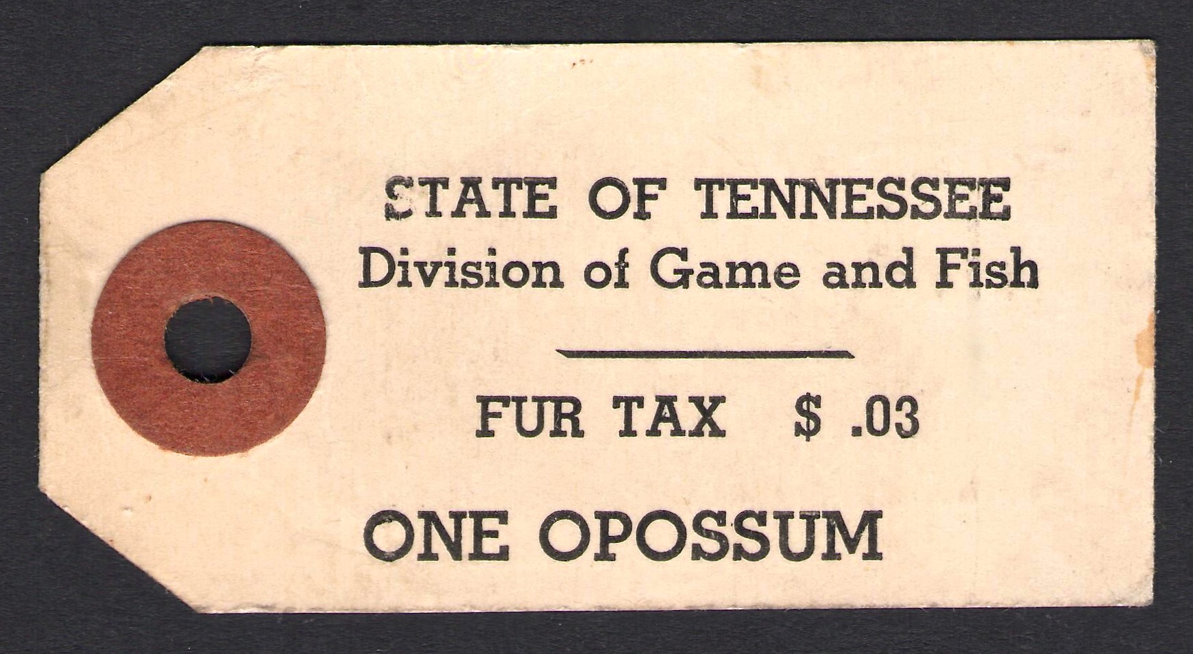 Opossum Fur Tax Tennessee