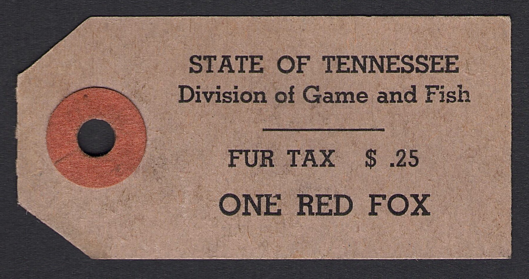 Red Fox Fur Tax Tennessee