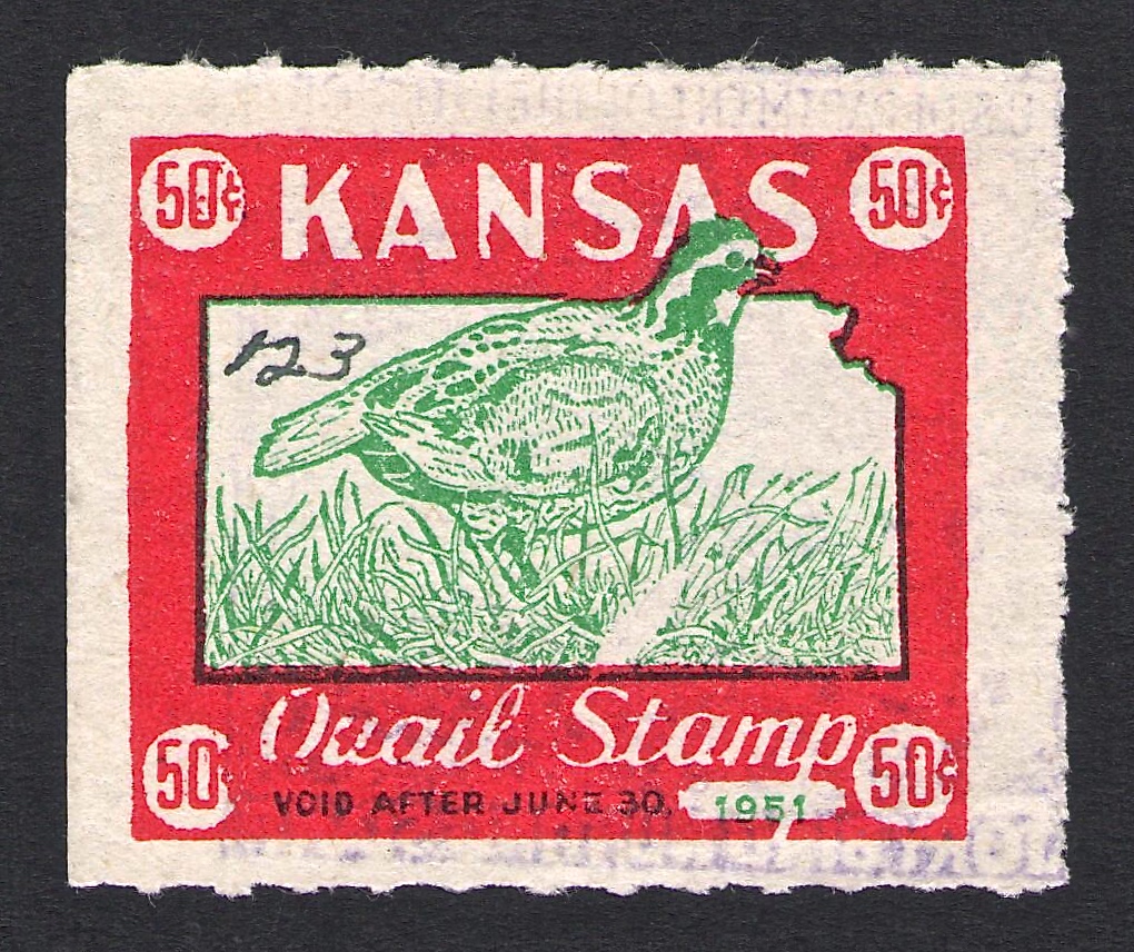 Numbered 1950-51 White Feather Kansas Quail