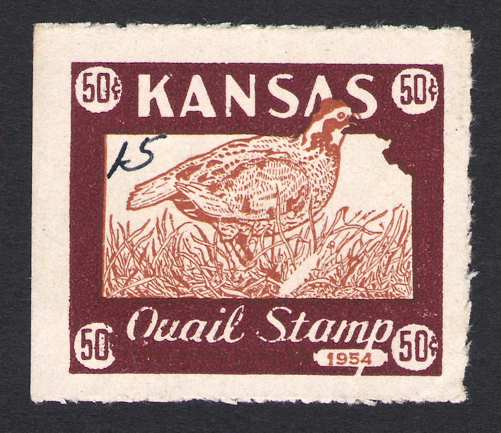 Numbered 1953-54 White Feather Kansas Quail