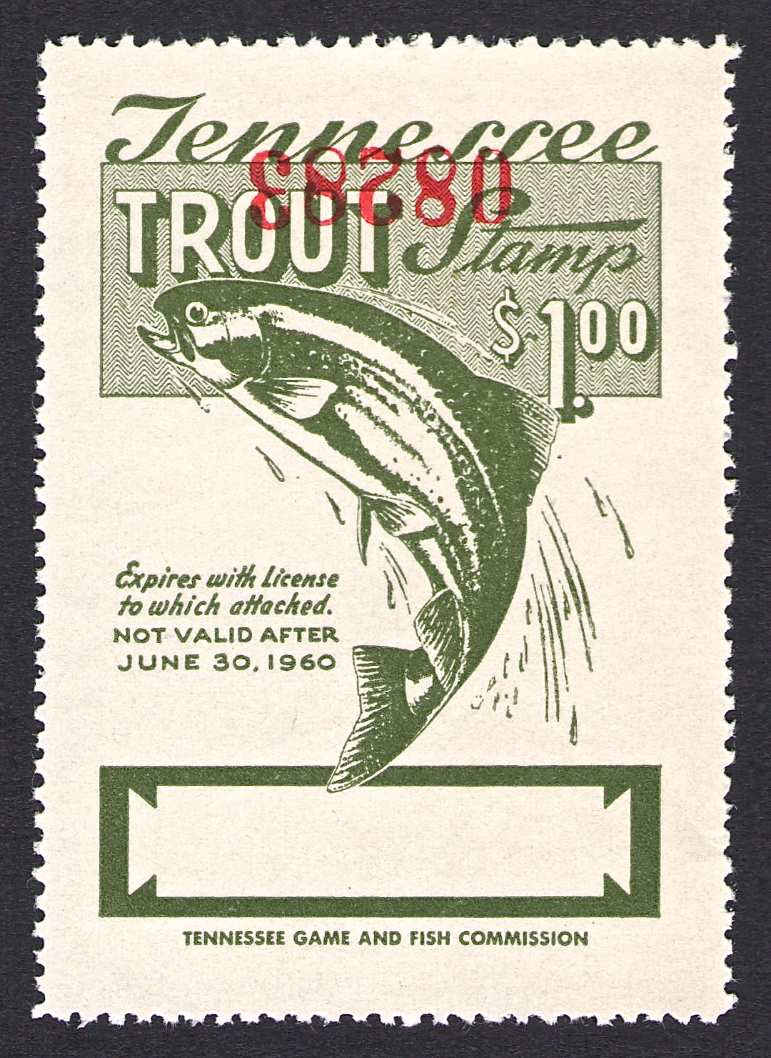 1959-60 Tennessee Trout Error - Inverted Serial #