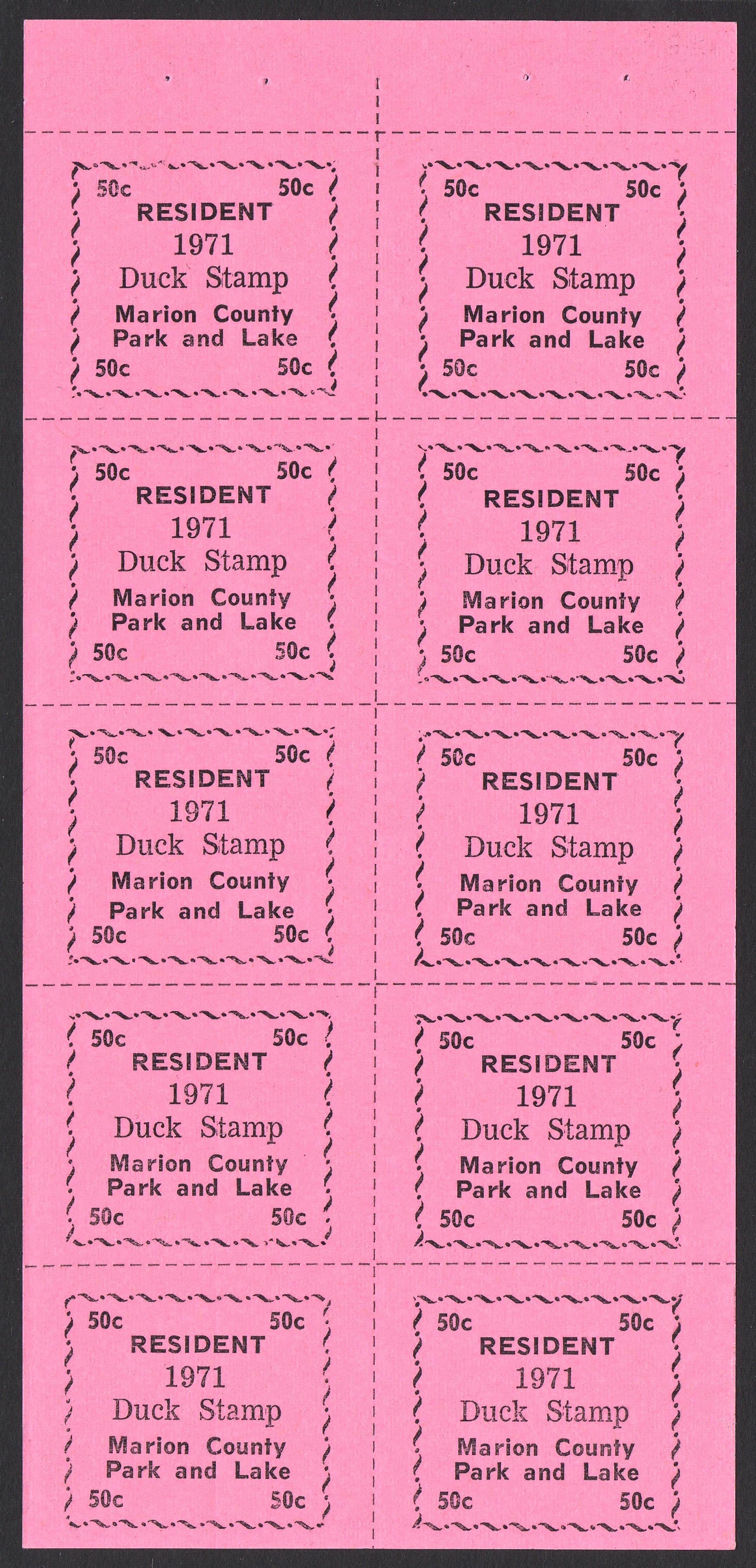 1971 Marion County Duck Complete Pane