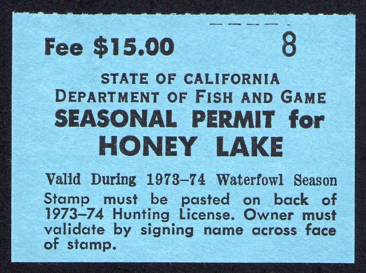 Unused 1973-74 Honey Lake Waterfowl