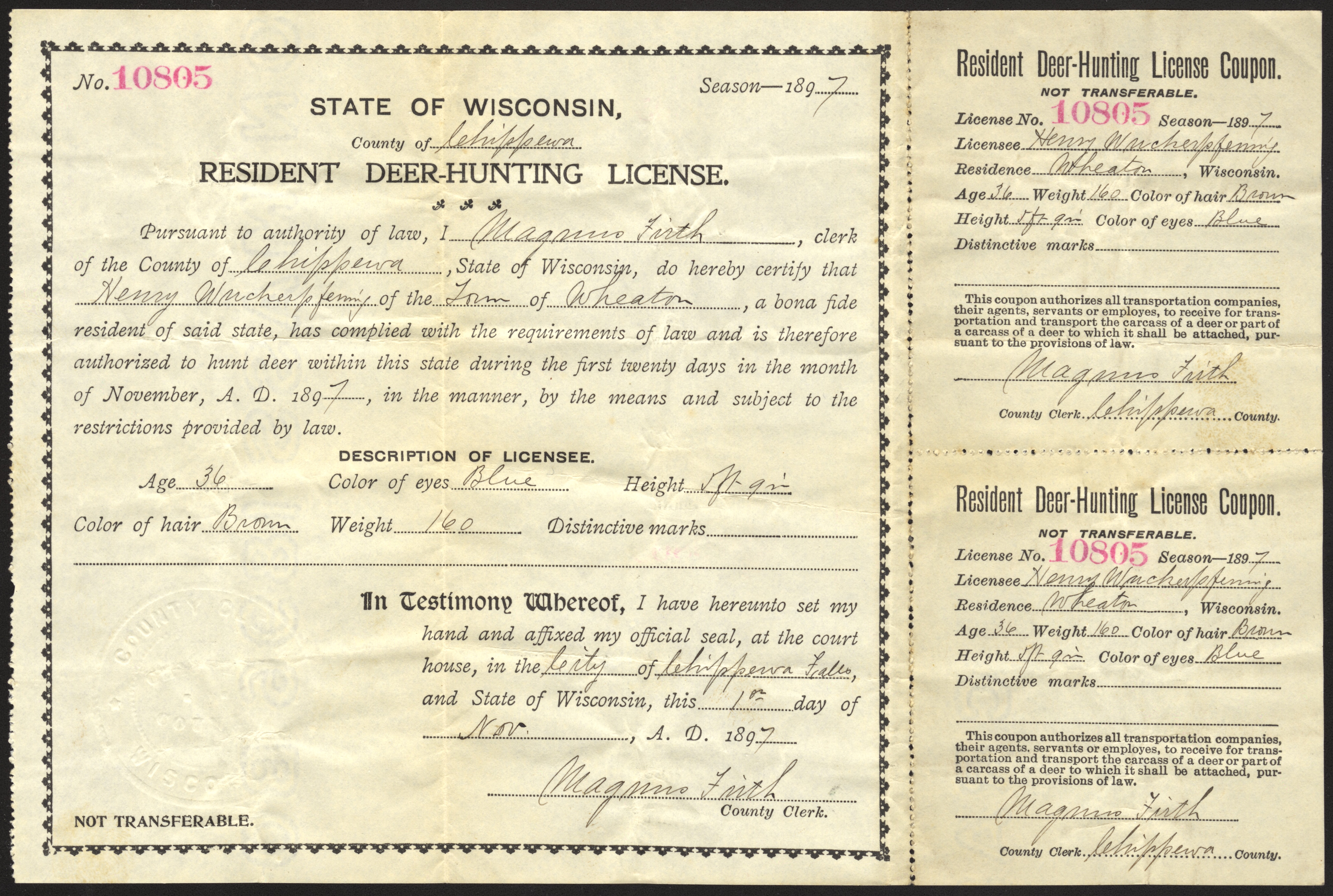 1987 Wisconsin Deer Hunting License license Waterfowl Stamps and More