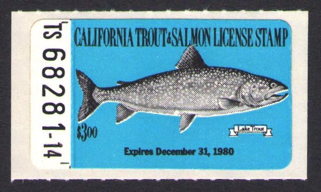 1980 California Trout & Salmon Blue Color Error - ex Vanderford