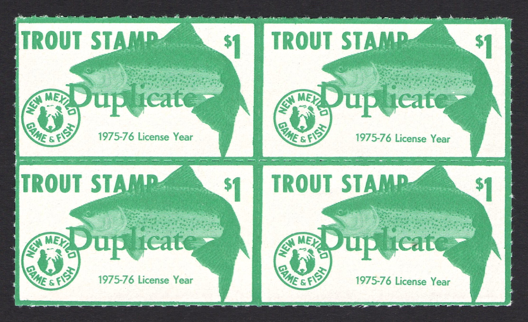 1975-76 New Mexico Trout Duplicate Block