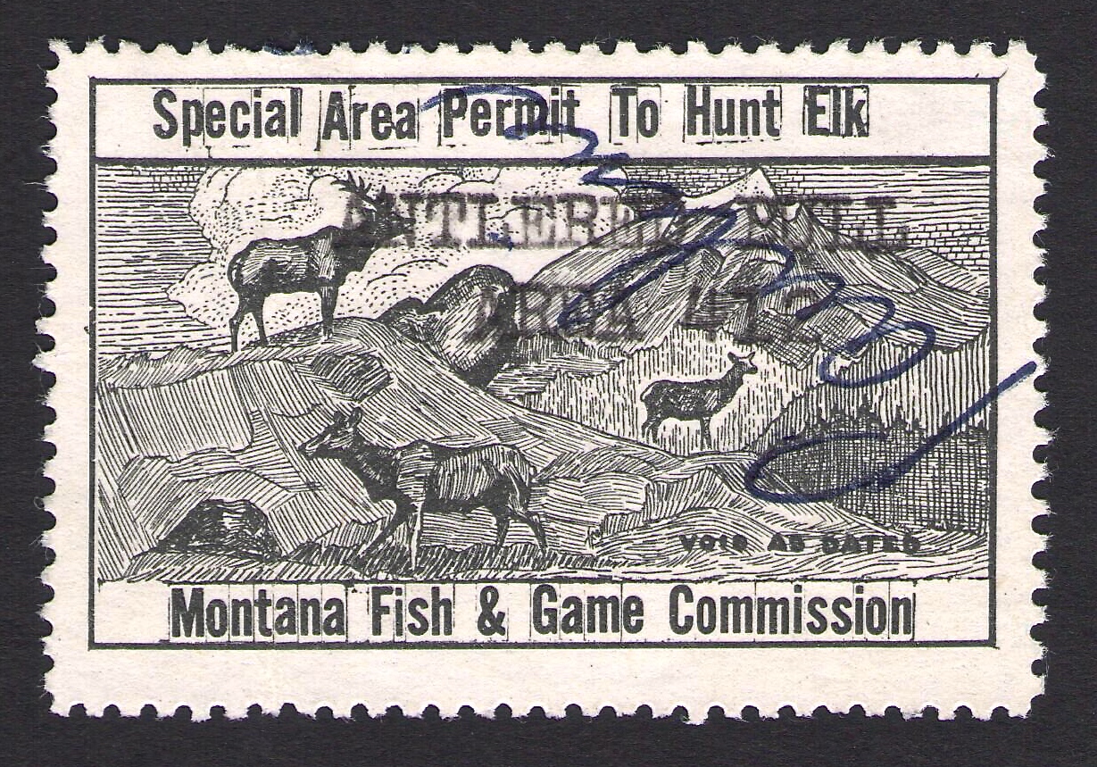 Typed "ANTLERED BULL AREA 412" Special Area Permit to Hunt Elk