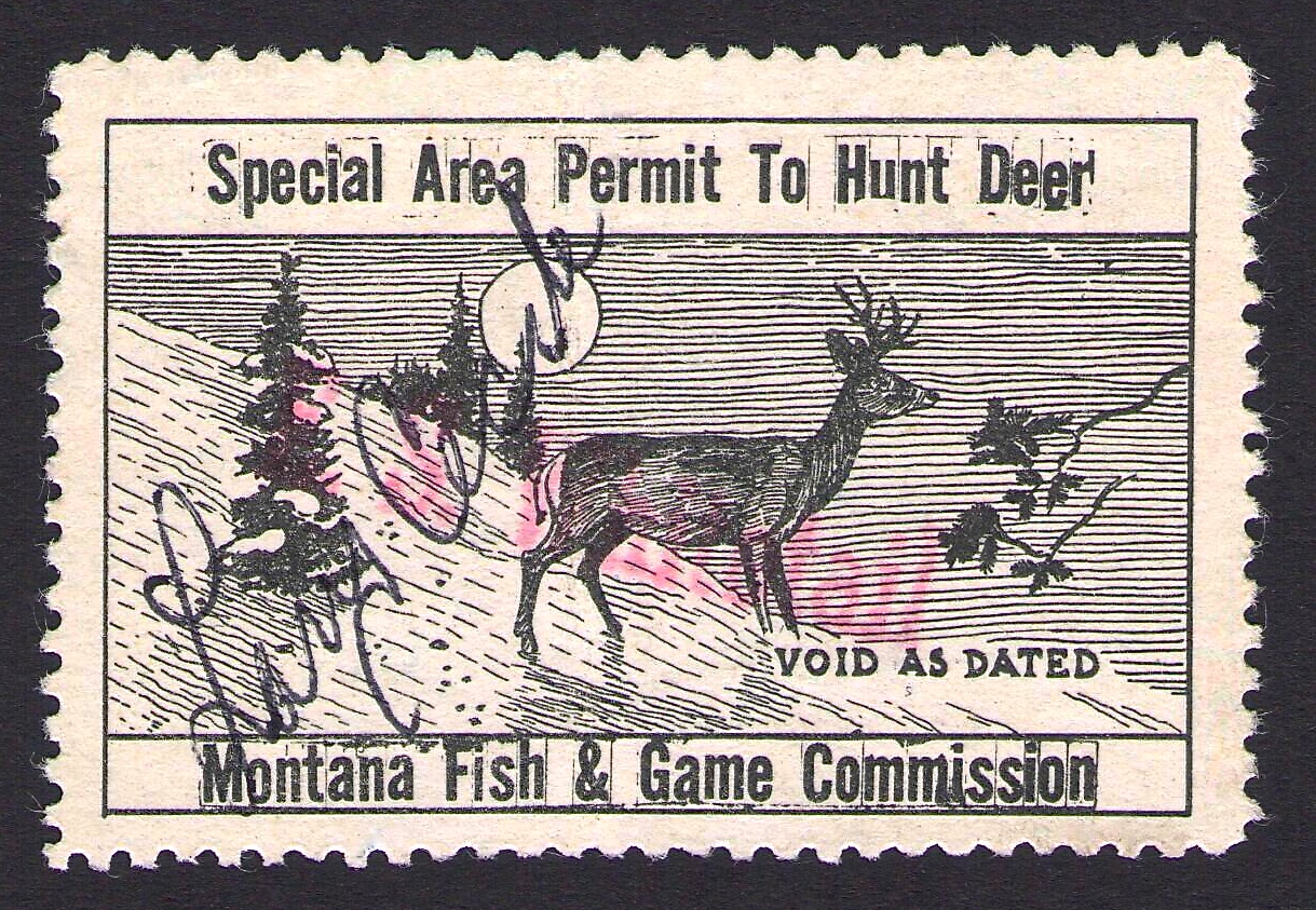 Overprinted "E. S. Whitetail" Special Area Permit to Hunt Deer