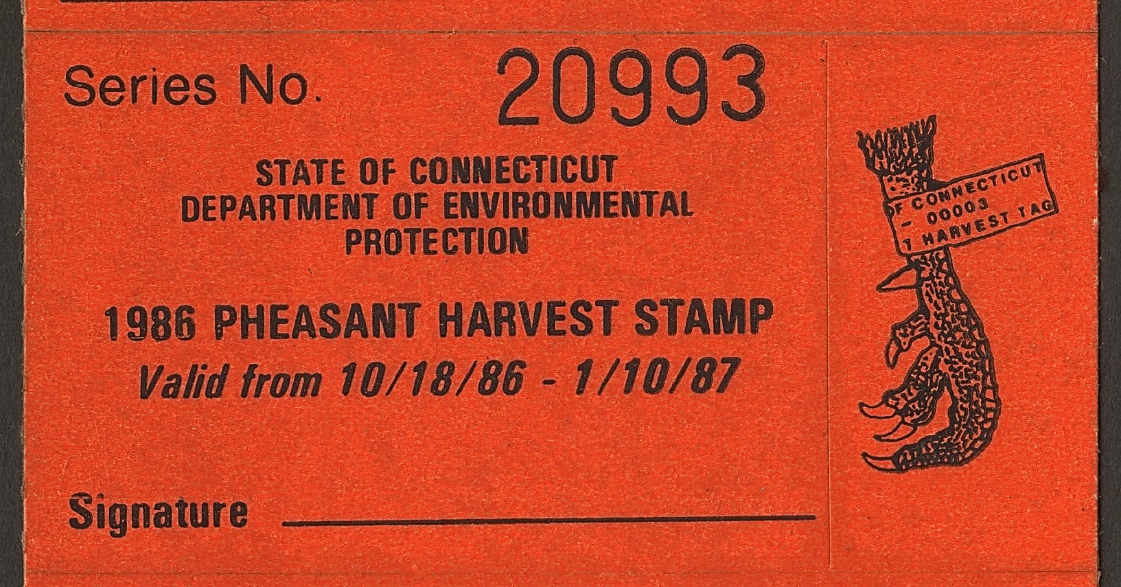 1986-87 Connecticut Pheasant Harvest