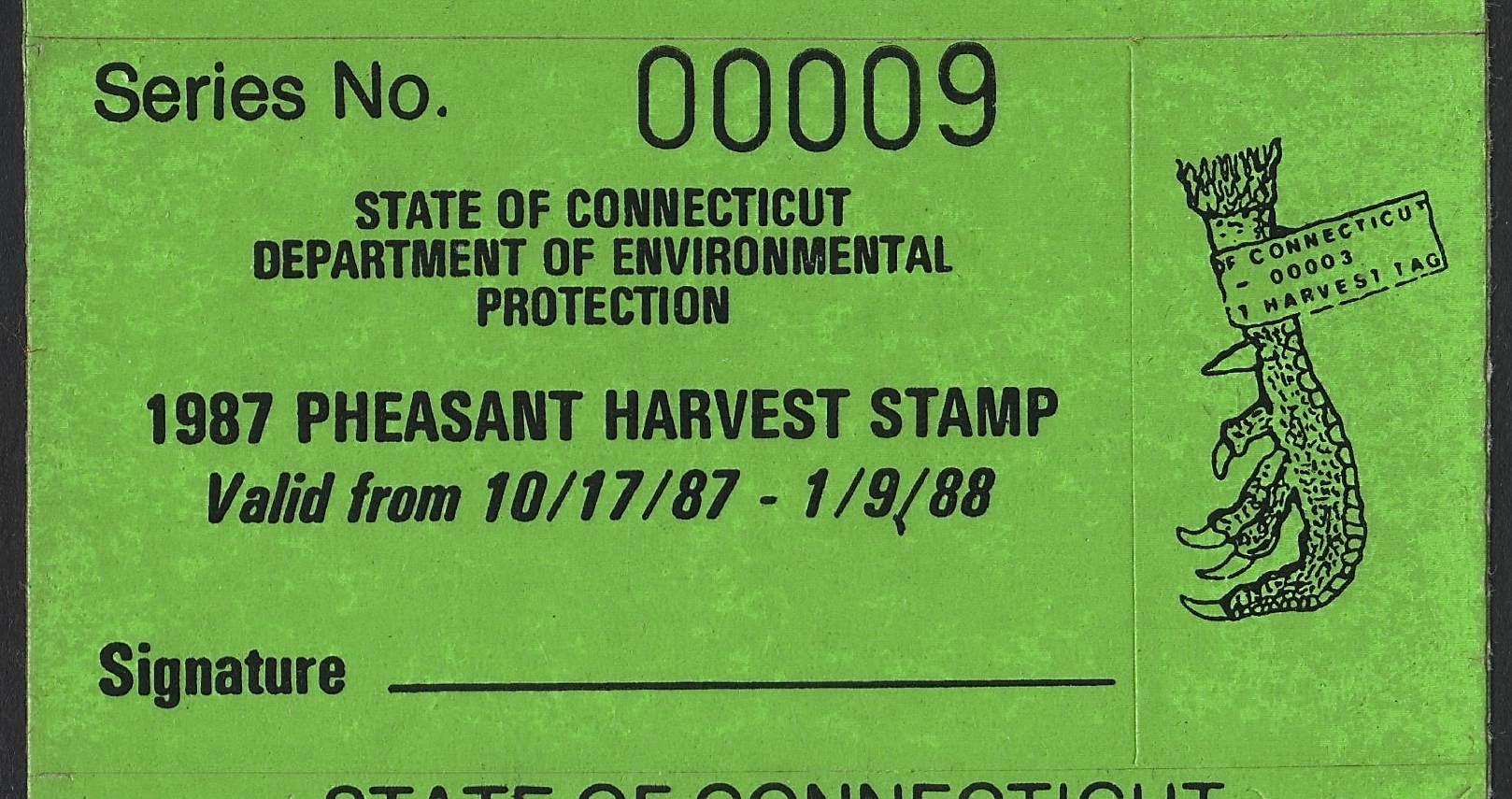 1987-88 Connecticut Pheasant Harvest