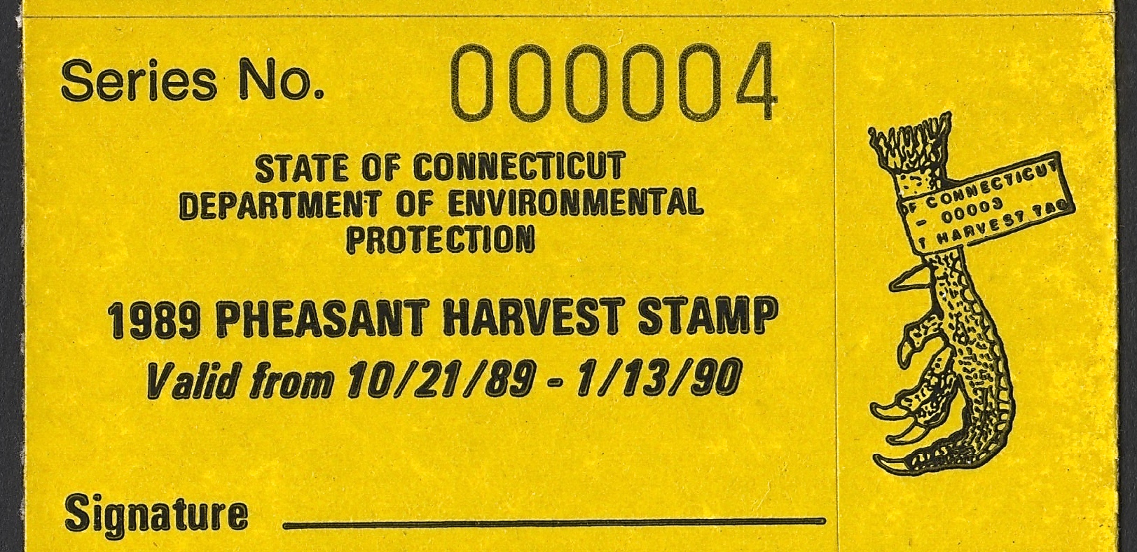1989-90 Connecticut Pheasant Harvest