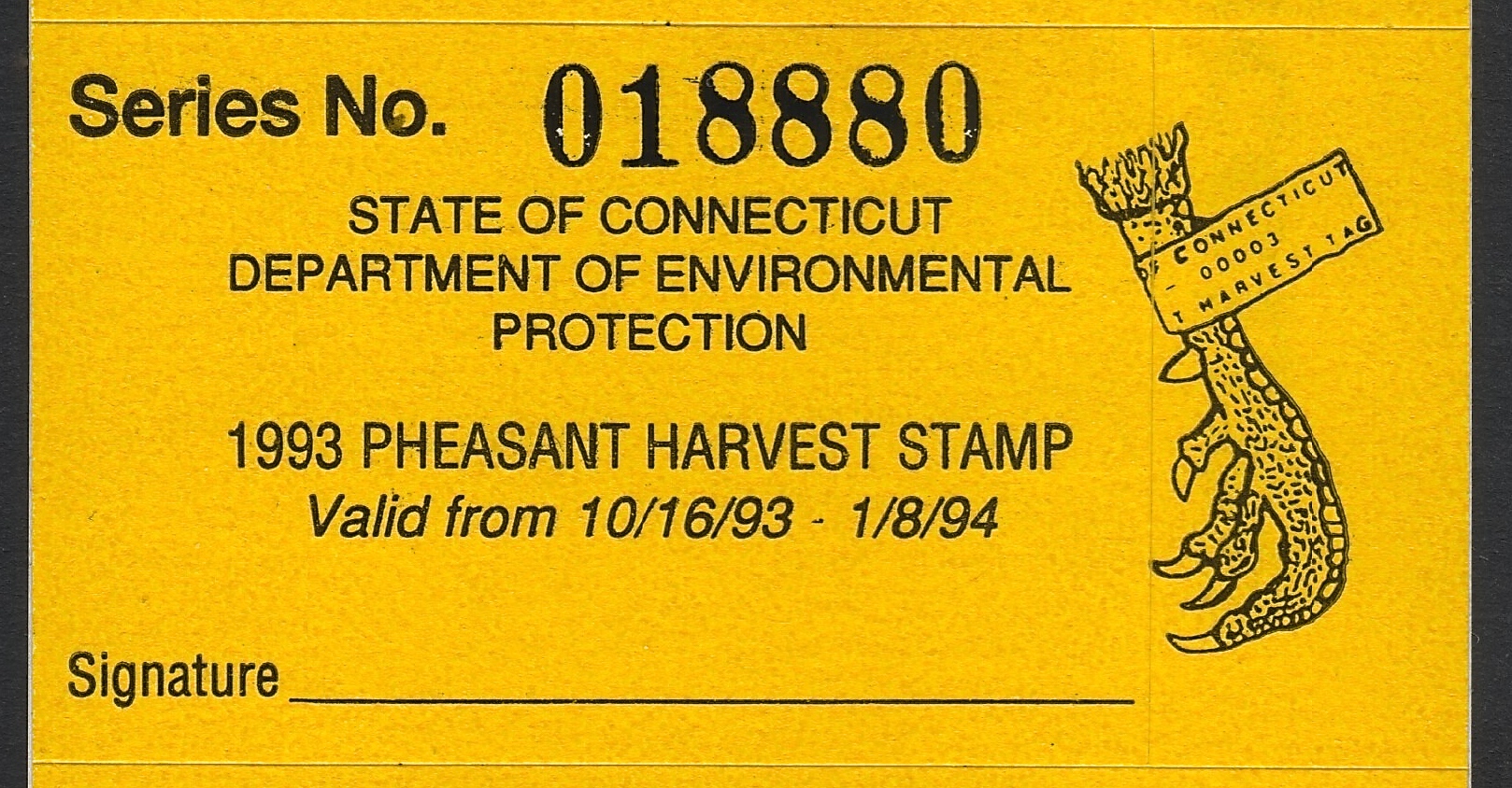 1993-94 Connecticut Pheasant Harvest