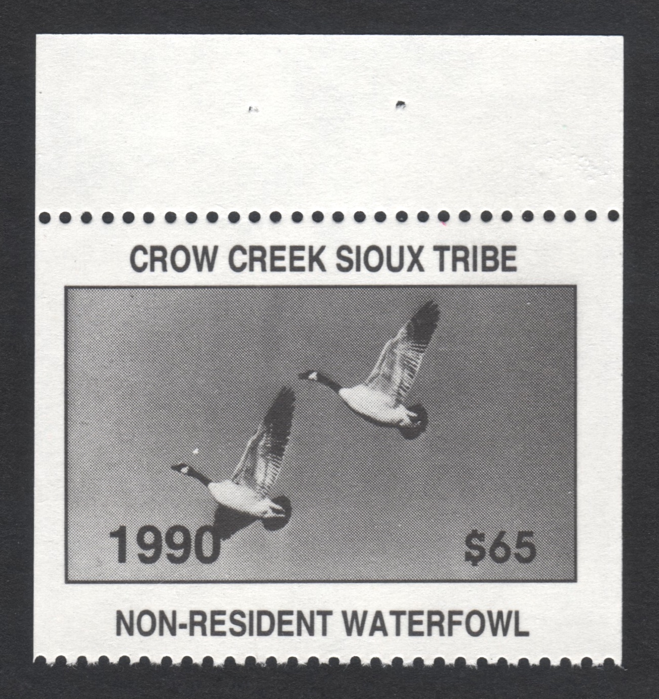 1990 Error Crow Creek NR Waterfowl Missing Serial Number